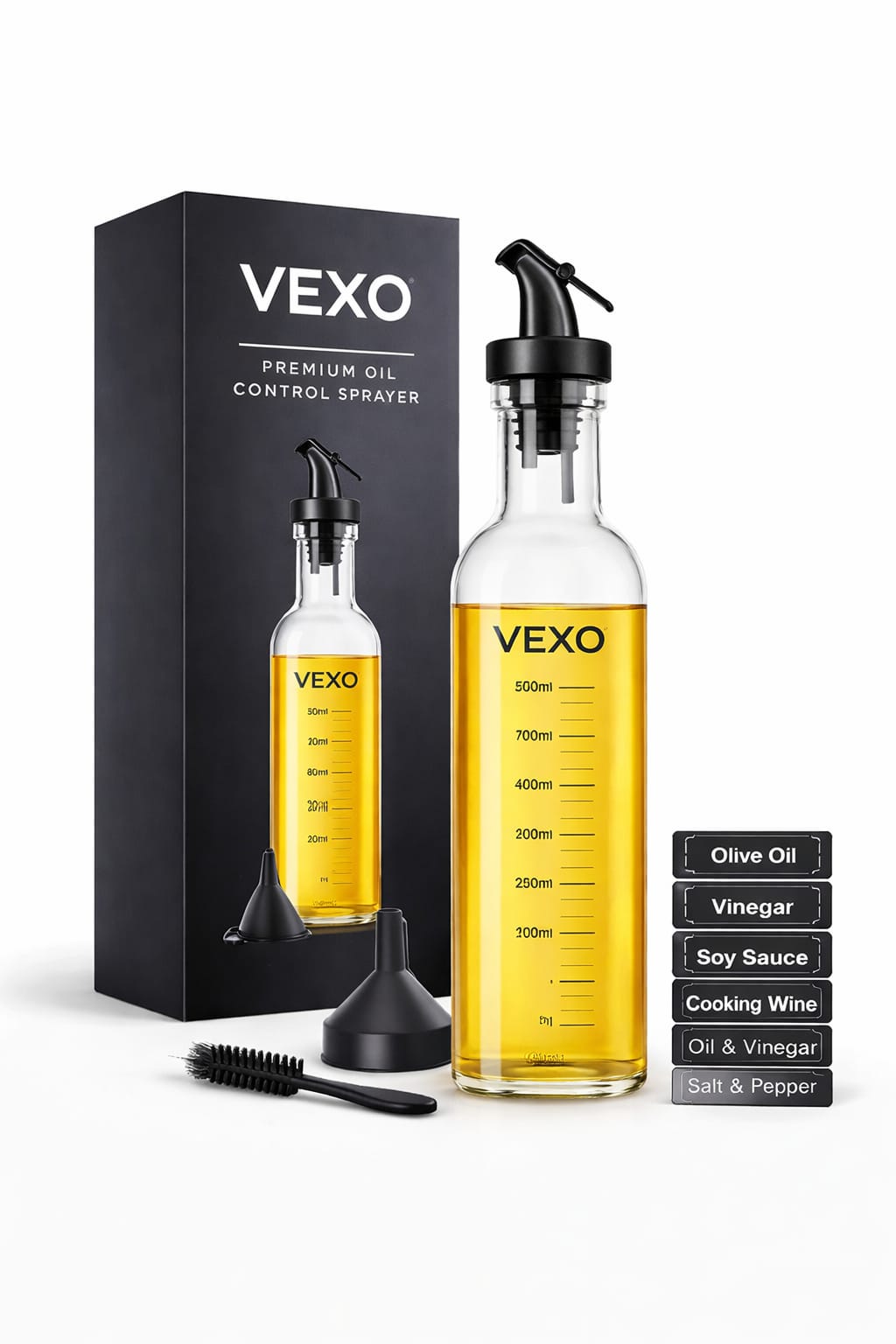 VEXO Oil Dispenser Bottle | Premium Glass Oil Pourer